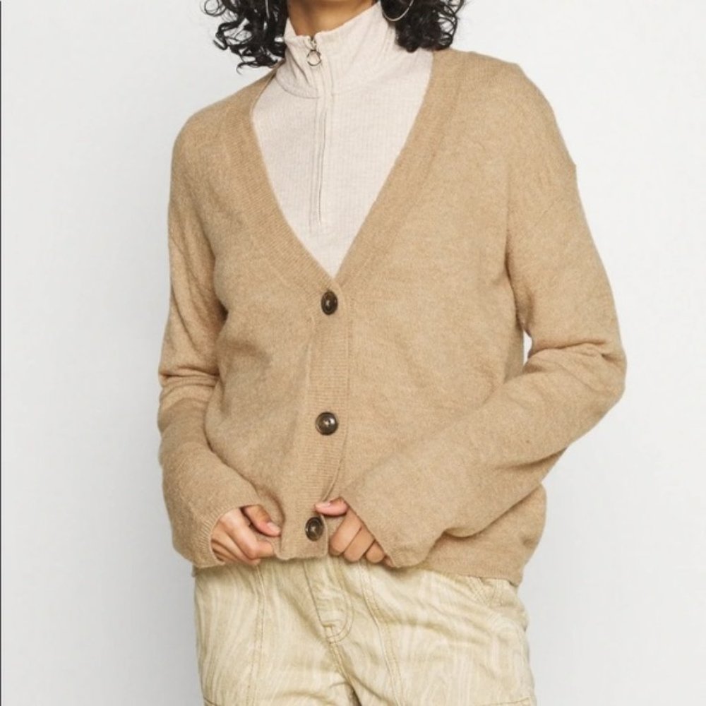 MINIMUM Brown Moffie Button Alpaca Cardigan